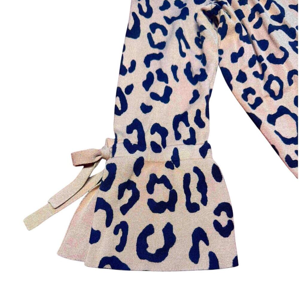 JESSICA LONDON KNIT CHEETAH PRINT OPEN FRONT CARDIGAN BOWS ON SLEEVES SIZE 22/24 - Picture 5 of 6